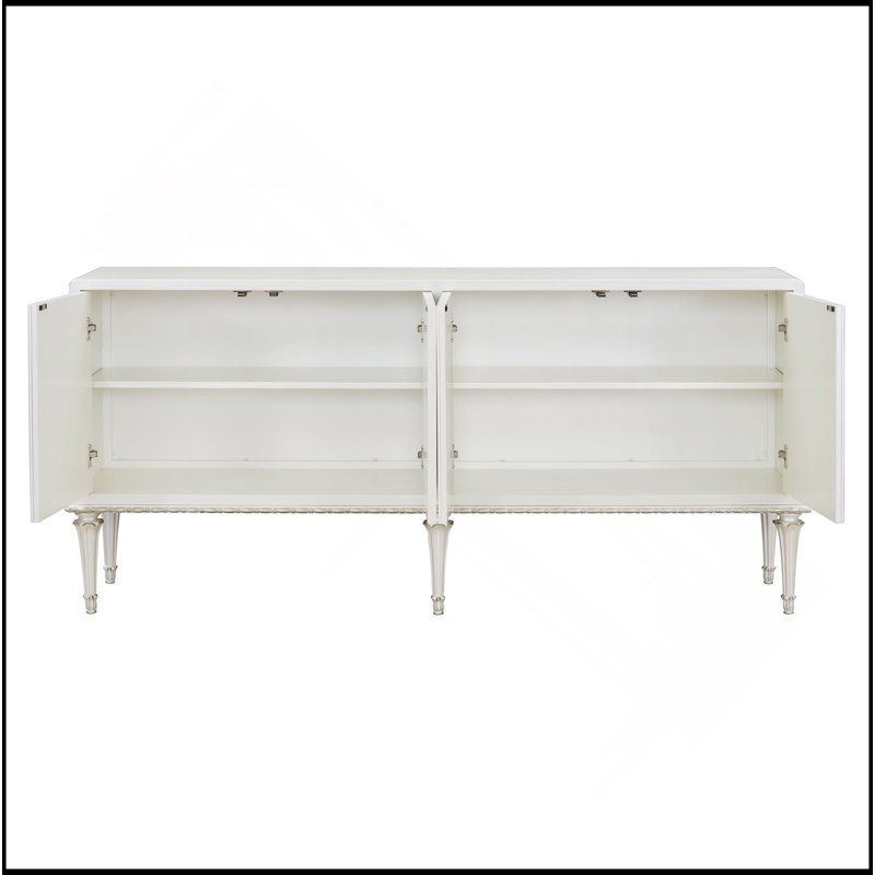 Armoire console blanche et argentée