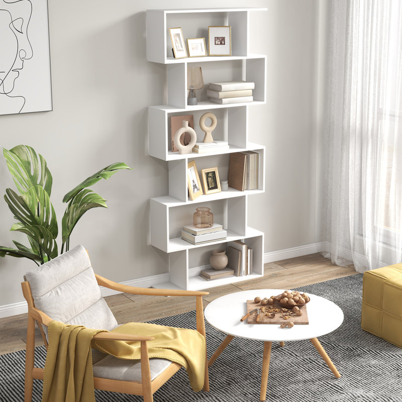 Tabitha 192cm H x 80cm W Geometric Bookcase, White