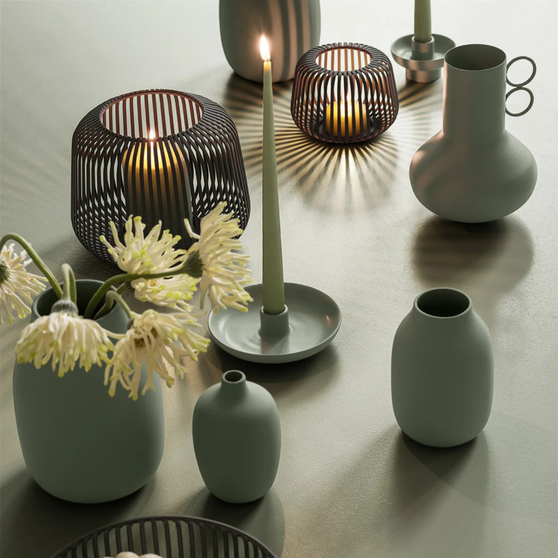 Ceramic / Porcelain Table Vase, 22cm H x 14cm W x 14cm D, Desert Sage