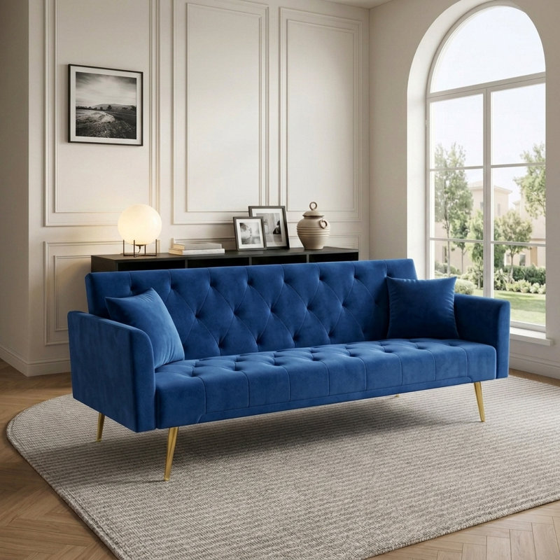 Chaise d'appoint 44,5 po avec repose-pieds, salon et chambre à coucher, Bleu