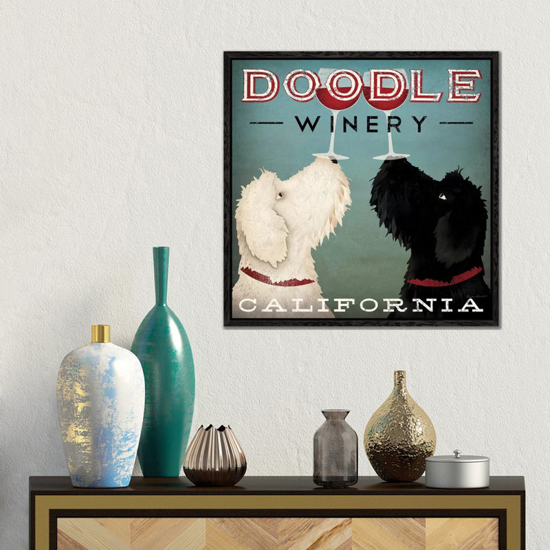 Doodle Winery by Ryan Fowler - Print on Canvas, Black Framed, Black Framed, 45.72 cm H x 45.72 cm W