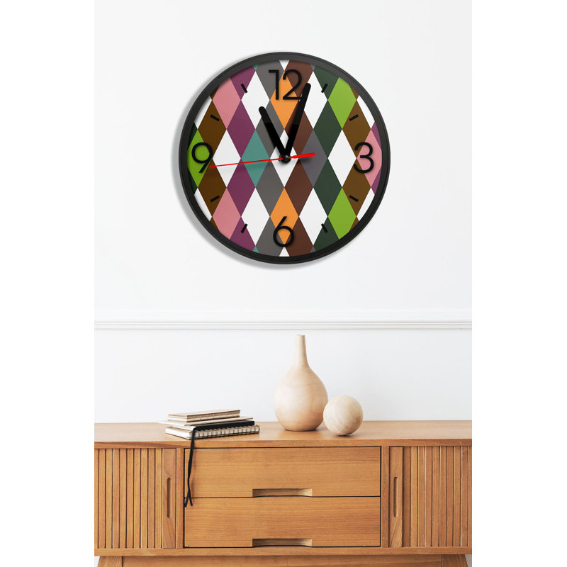 Decorative MDF Clock, Green/Grey/Brown