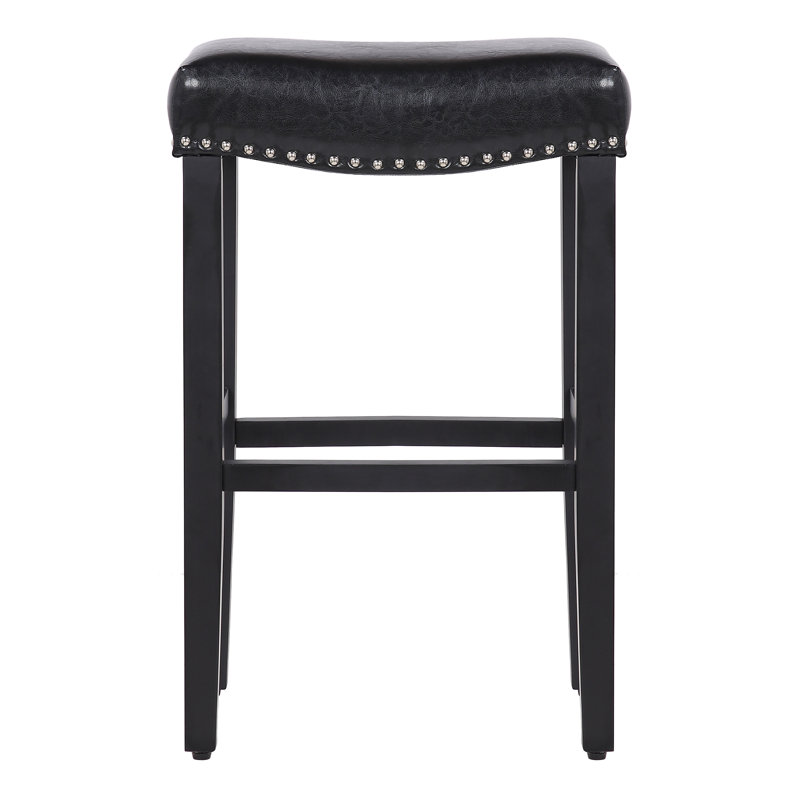 Tabouret de bar et de comptoir rembourré Jameson, Tabouret de bar (siège d'une hauteur de 29 po), Noir / Noir