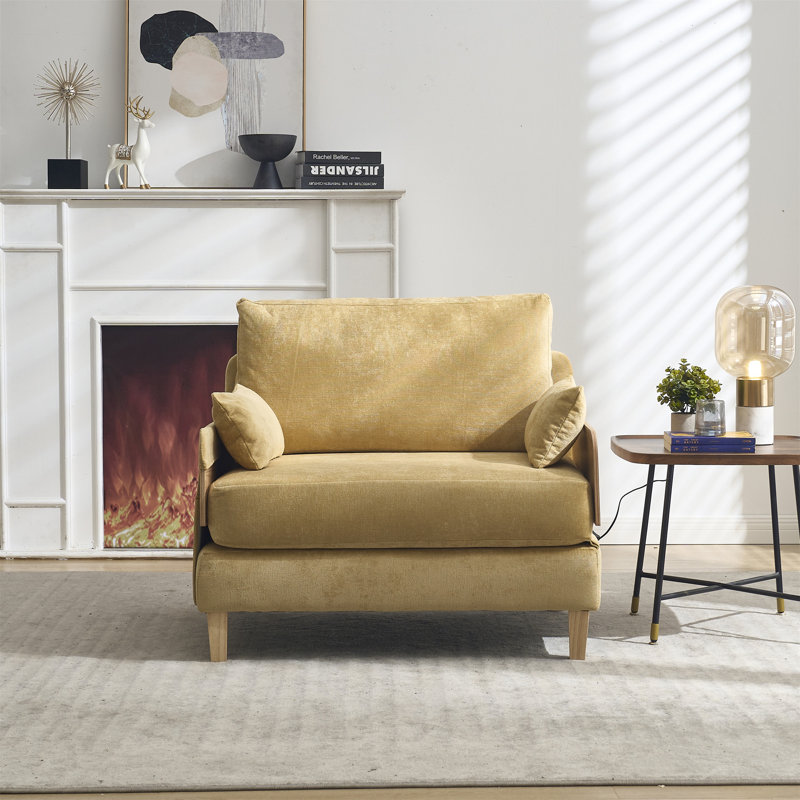 Fauteuil inclinable pliable pour canapé-lit, Jaune moutarde
