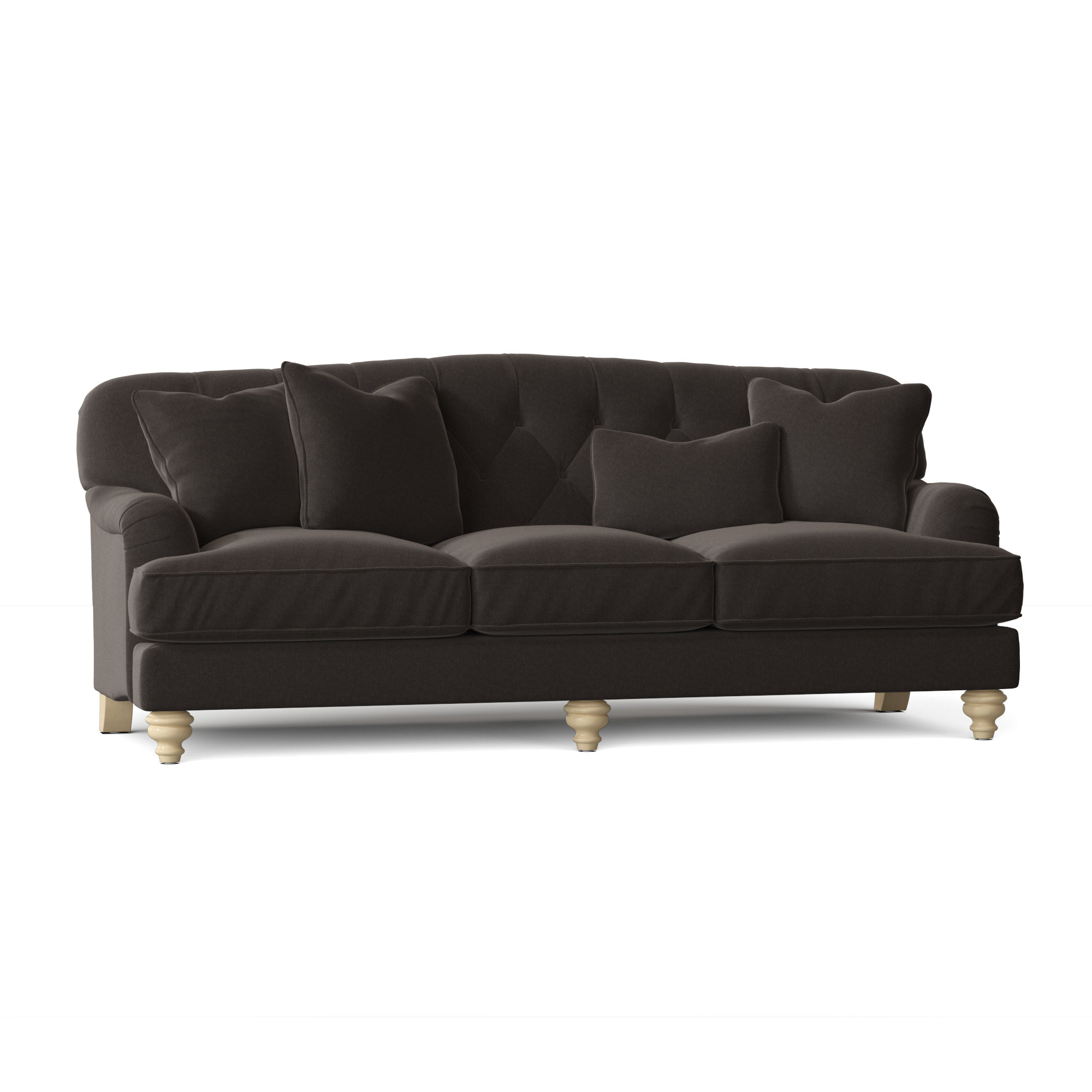 Sullivan 90'' Upholstered Sofa, Linen, Handsome 45 Black Performance Twill, No