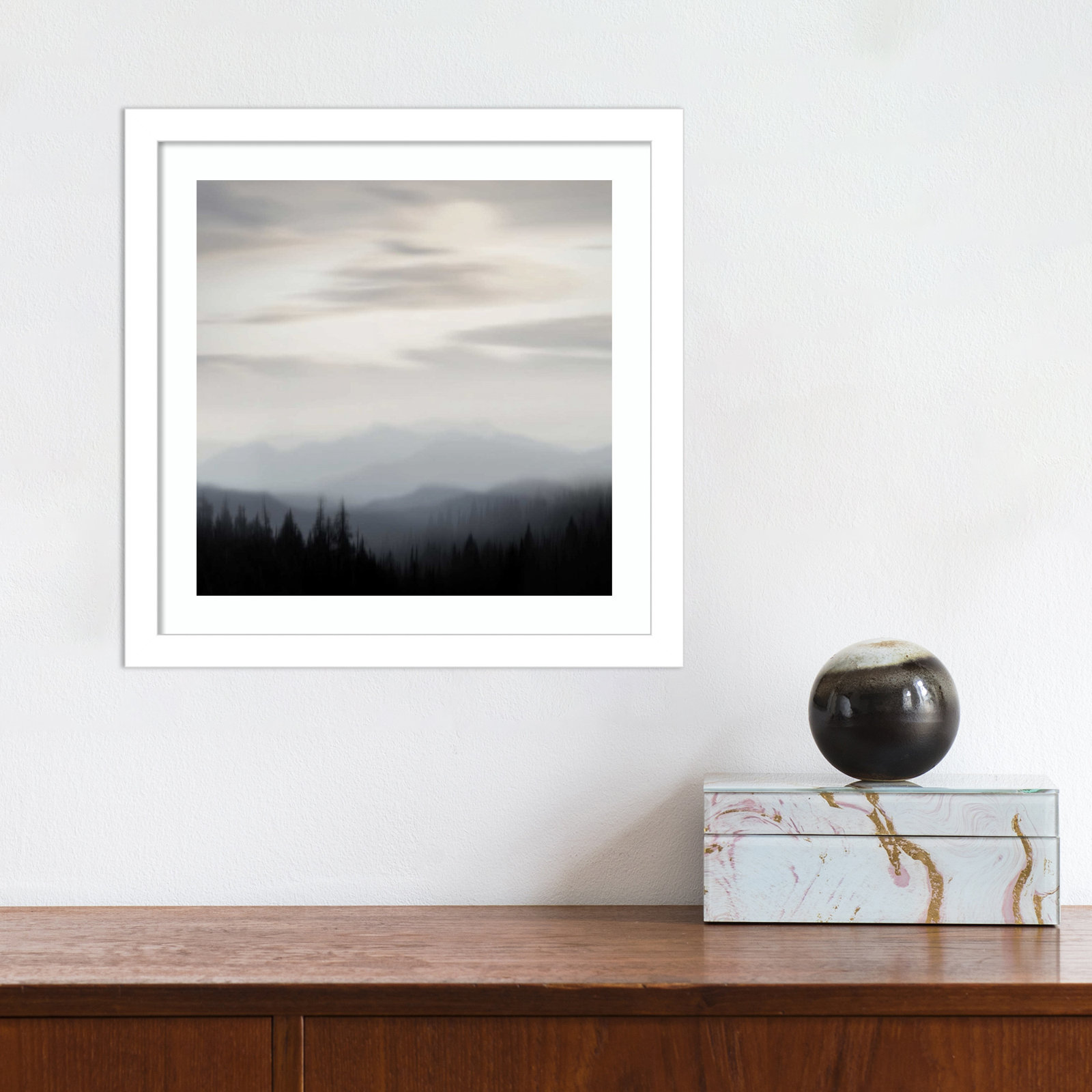 Mountain Vista II Photo Print, White Framed Paper, 13.12" H x 13.12" W x 0.88" D