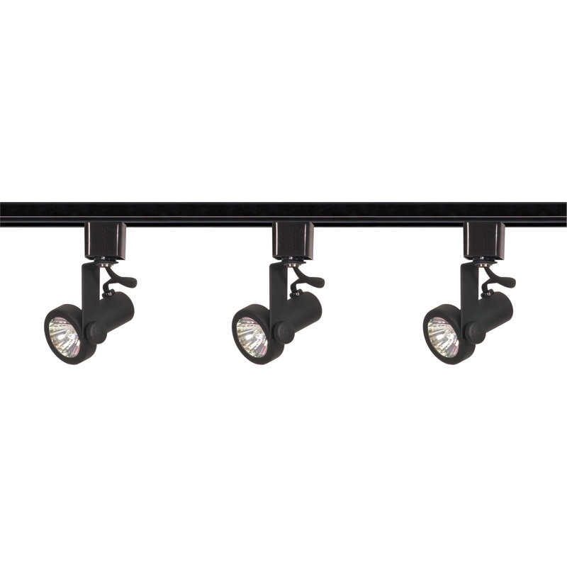 Black 48" 3-Light Gimbal Ring Track Lighting Kit