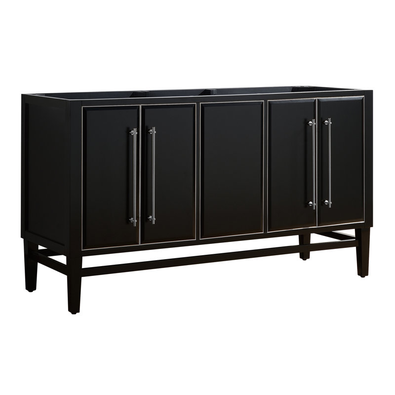 Mason 60'' W Double Bathroom Vanity Base, Gold, Black