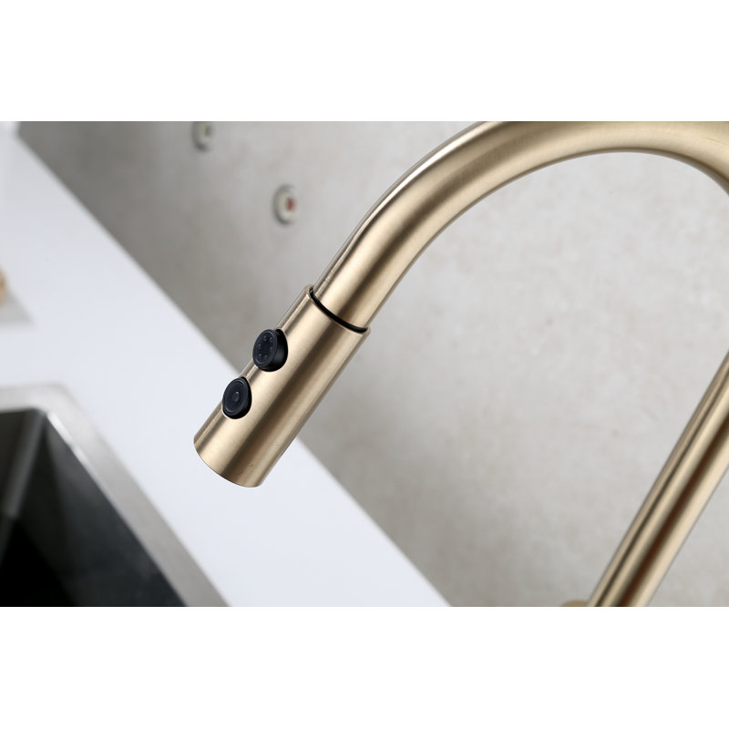 RunFine Group Pull Down Kitchen Faucet, Matte Gold