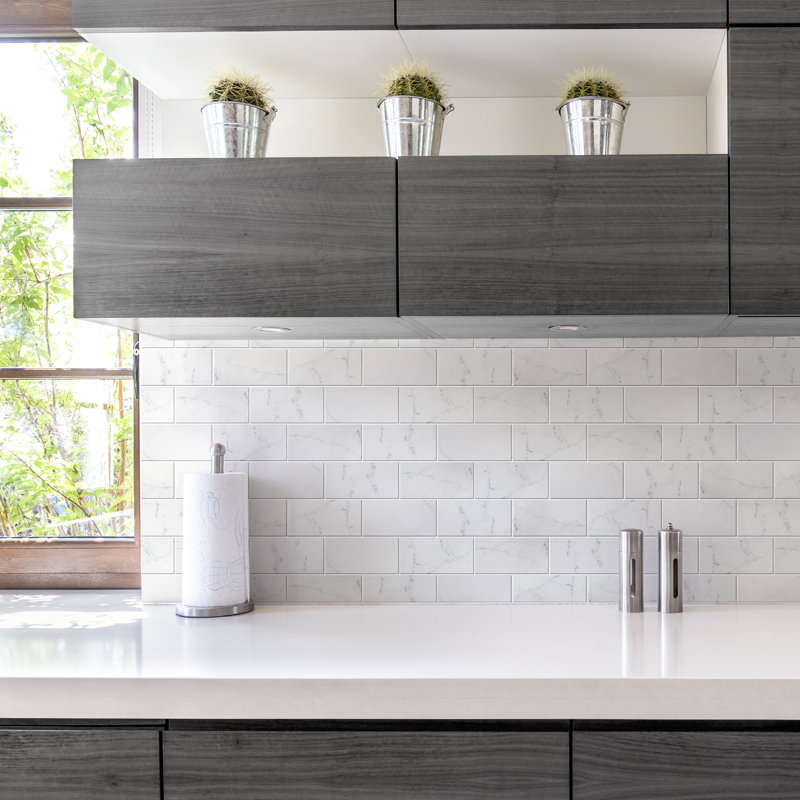 Classico Carrara 3" x 6" Ceramic Stone Look Subway Wall Tile