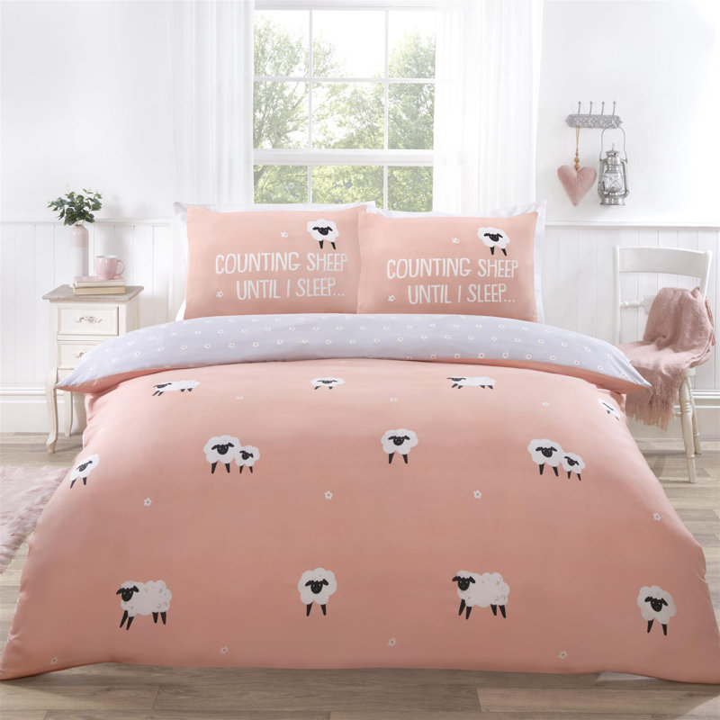 Tatro Microfibre 18TC Reversible Modern & Contemporary Duvet Cover Set, Double - 2 Standard Pillowcases, Blush