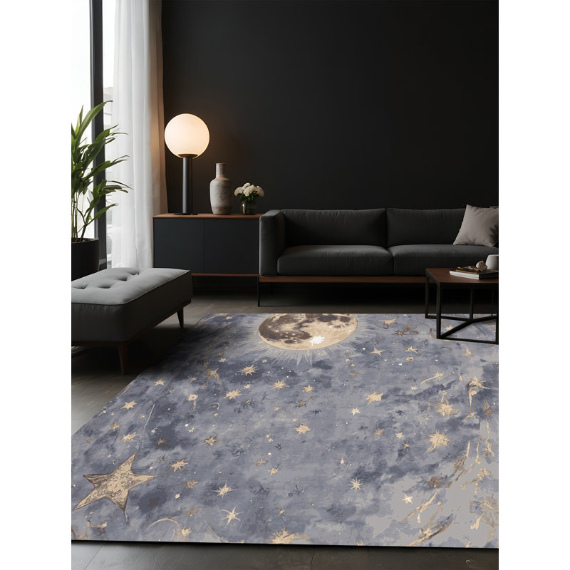 Tapis bleu soyeux et moelleux, Carré 5 pi