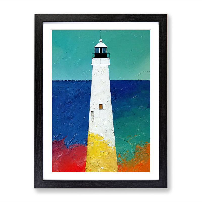Lighthouse Painted Vol.3 - Picture Frame Print, 34cm H x 25cm W x 2cm D, Oak