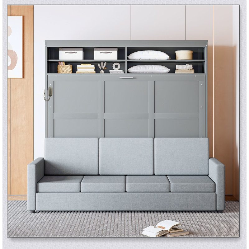 Murphy Bed Wall Bed With Sofa, Gray