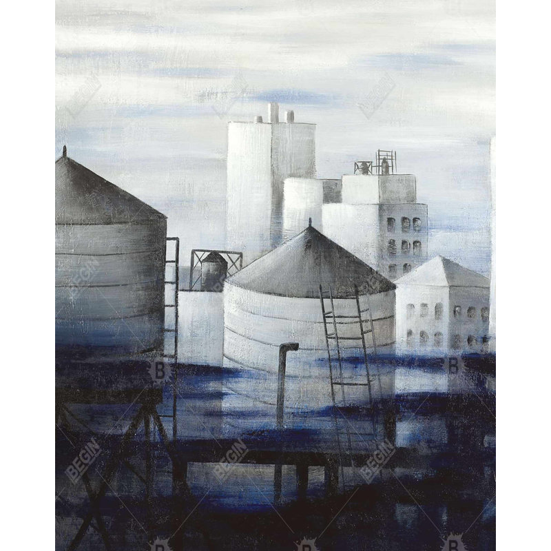 «Gray City With Blue Clouds» sur toile