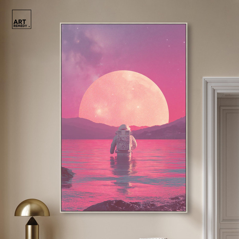 Art mural Astronaut par Art Remedy, cadre argenté, 36 x 54, H 55 po x l 37 po, Cadre argenté