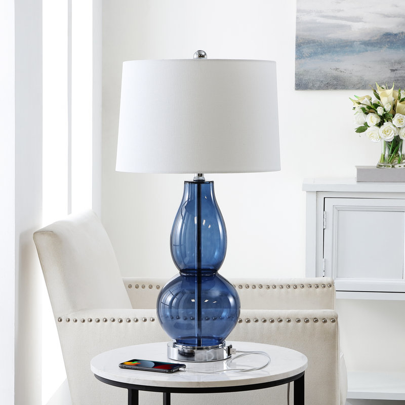 Parkston Glass Table Lamp, Blue/White Shade