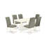 Ensemble de table de salle à manger moderne 7 pièces comprenant une table rectangulaire en bois et 6 chaises rembourrées en tissu gris-1655939124-1655939122-1655939126