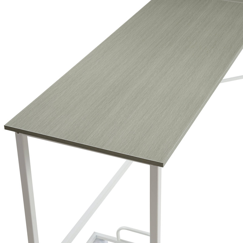 Bureau d'ordinateur de coin en L gris et blanc pour petits espaces | Idée de cadeau