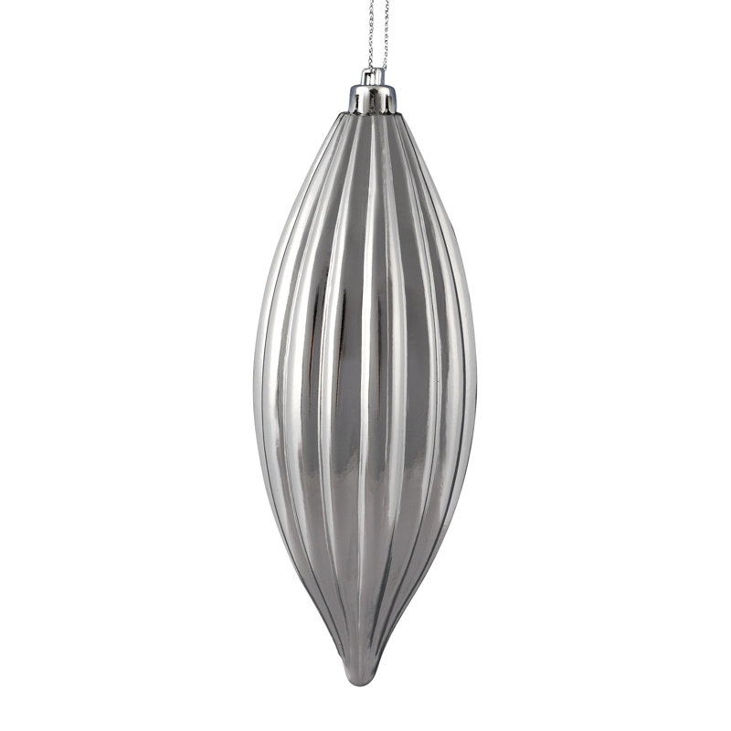 8"nLine Finial Ornament, Silver Shiny