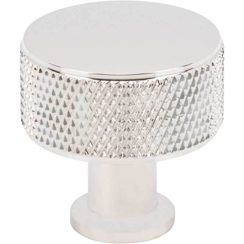 Beliza Cylindrical Knurled Knob, Polished Nickel, 1"