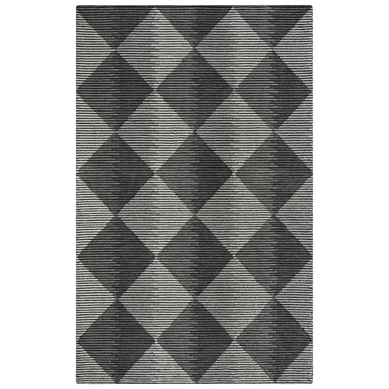 Tapis gris en laine touffeté à la main Snider, Rectangle 7 pi 9 po x 9 pi 9 po