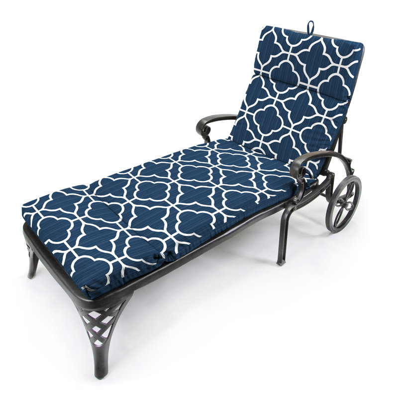 72" x 22"  Outdoor Chaise Lounge Cushion with Ties and Loop