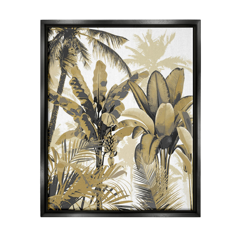 Impression sur toile, "Tropical Varied Layered Palms" - cadre flottant, H 31 po x l 25 po x P 1,7 po