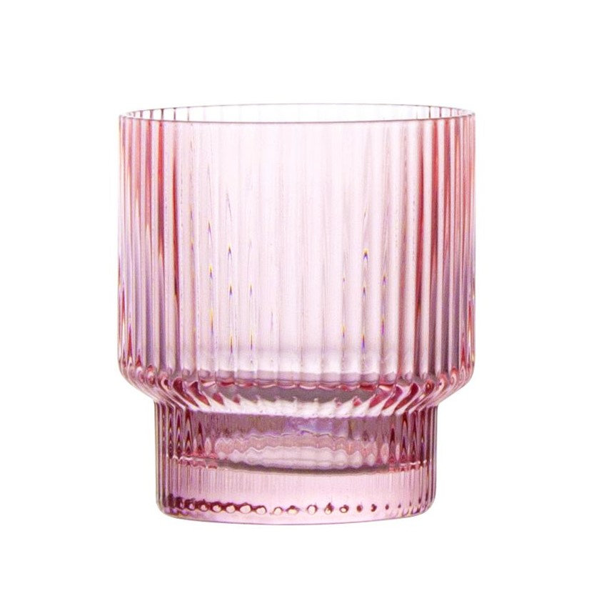 Hadley 11.5oz. Crystal Whiskey Glass Set, Pink