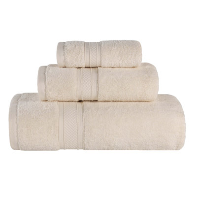 Menelaus Chevron Zero Twist Solid Cotton 3 Piece Bathroom Towel Set