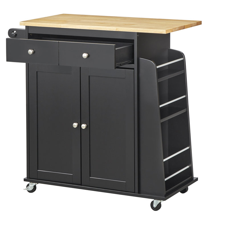 Ferraro Wood Kitchen Cart, Black
