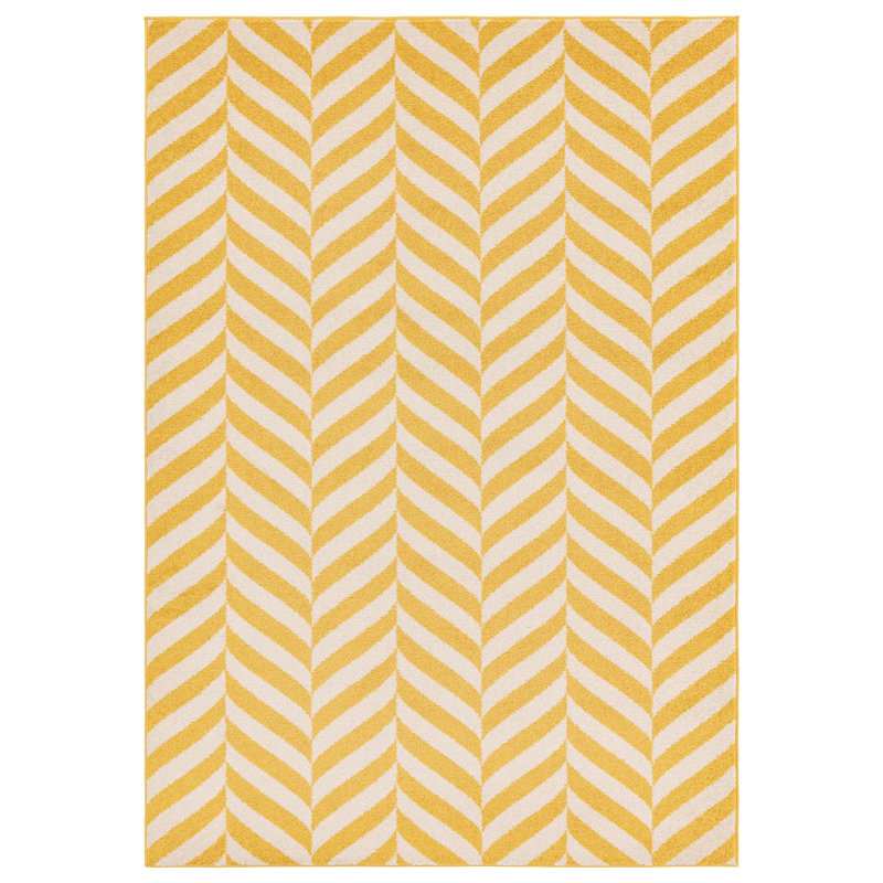 Braun Chevron Yellow Area Rug, Rectangle 160 x 230cm
