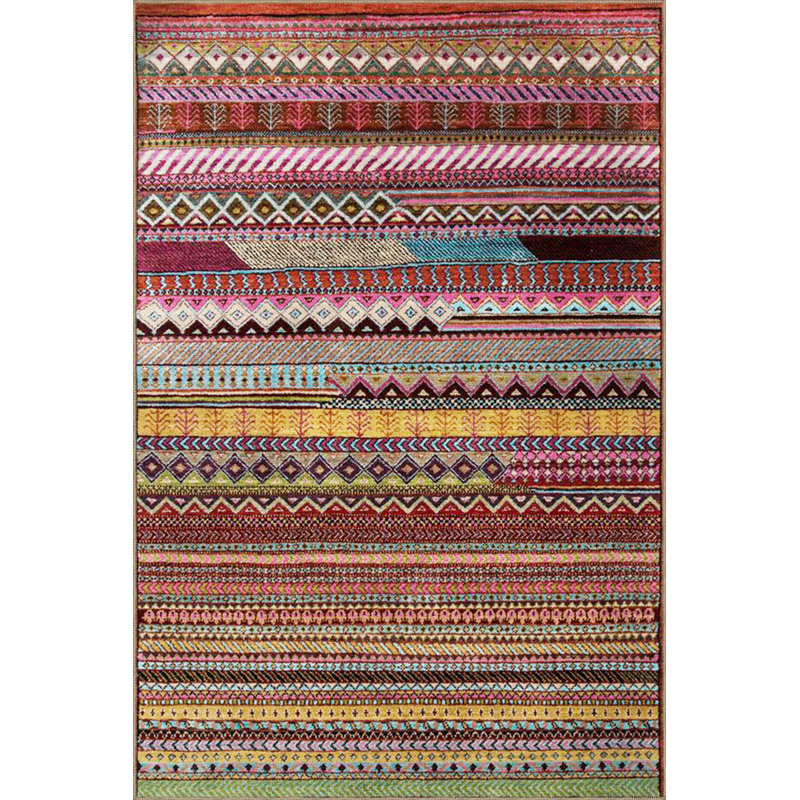 Tapis tissé à motif géométrique mauve et rayé, Sous-tapis carré 3 pi 3 po inclus