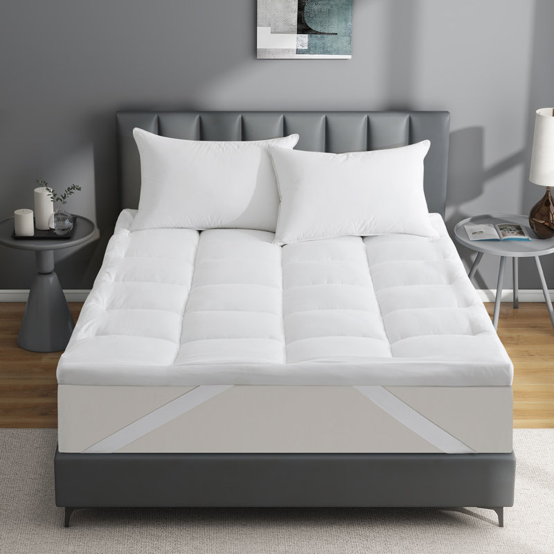 Surmatelas en duvet synthétique 4 po, Lit simple, Blanc