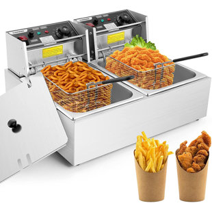 Deep Fryer with Temperature Control, Stainless Steel 1500W 6L Liters Capacity Oil Frying Machine, Countertop French Fryer with Removable Frying Basket