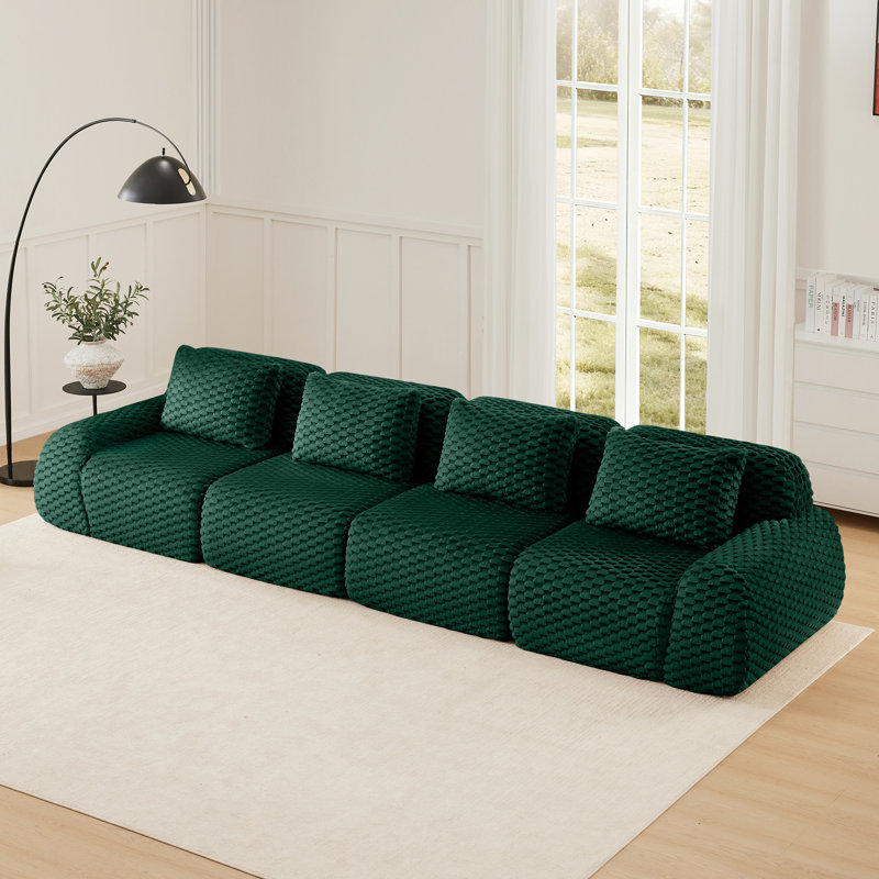 146" Modern Modular Sectional Sofa for Living Room,Flannelette Fabric,Oversized 4-Seater Couch,boneless sofa,Deep Seat,Buckle connection,Anti-slip Design,No Assembly