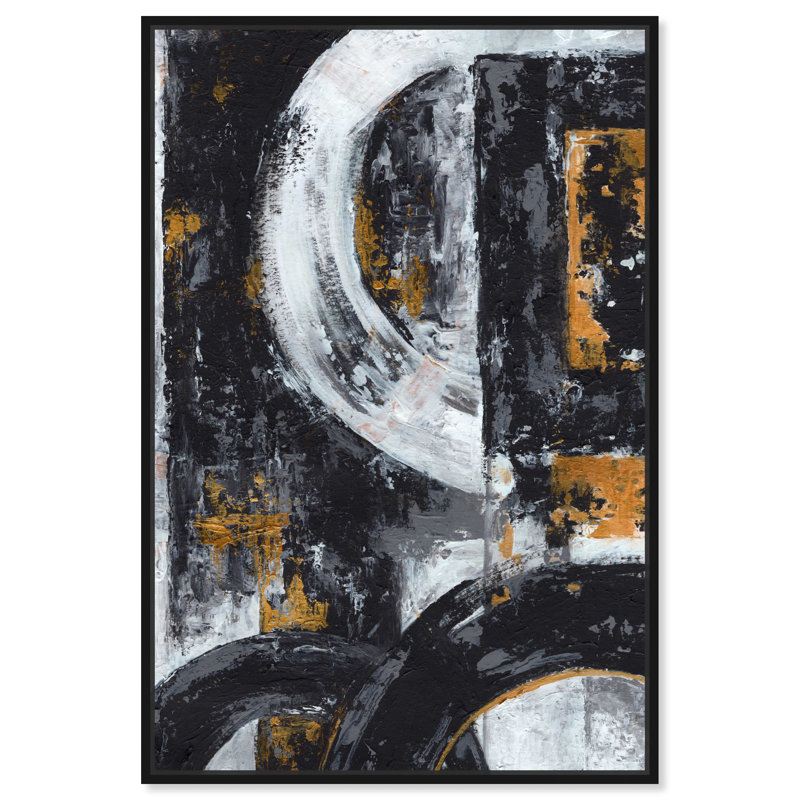 Masculine Abstract Black and White Canvas Wall Art, 10" x 15"