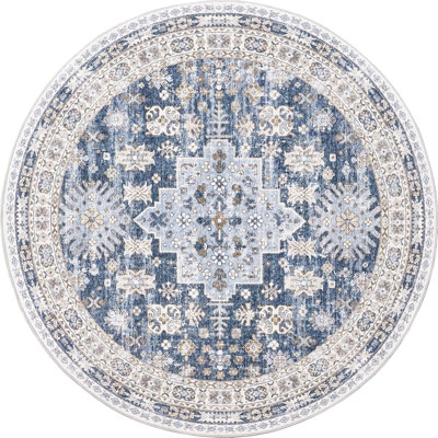 Medallion Non Slip Washable Area Rug(Blue)