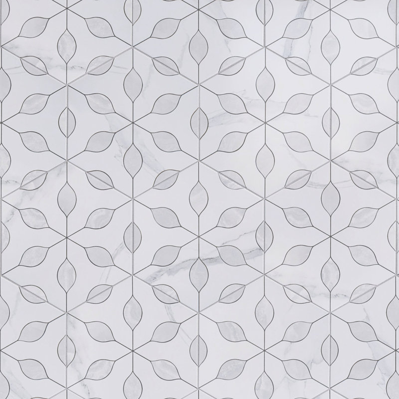 Alicante  Hexagon 7.88 In. X 9.45 In. Matte Porcelain Floor And Wall Tile, Perla White