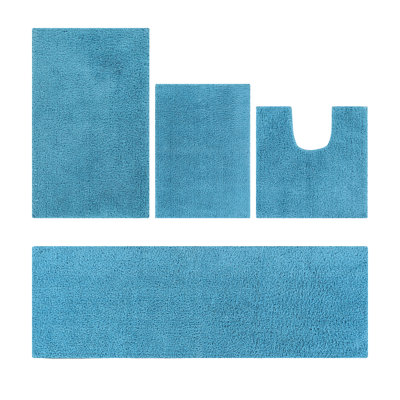 Annaise Micro Plush 100% Polyester Machine Washable Solid Pattern 4 Piece Bathroom Rug Set