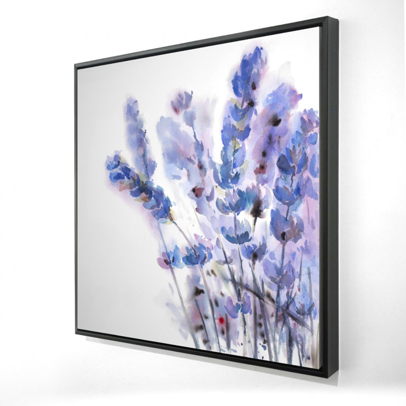 Aquarelle fleurs de lavande - décor de toile encadrée rustique, H 37,25 po x l 37,25 po