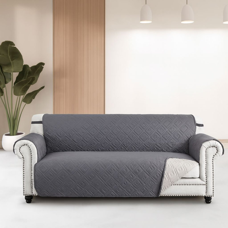 Reversible Waterproof Sofa Cover(With Elastic Strap), 179cm H x 280cm W, Light Grey/Dark Grey