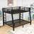 Metal Bunk Bed with Ladders and Guardrails and Slats-1709101782