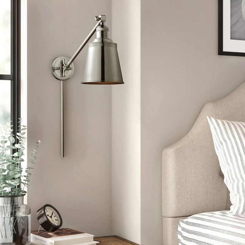 Lavender Hill Plug-in Swing Arm Sconce, No Bulb Included, Polished Nickel