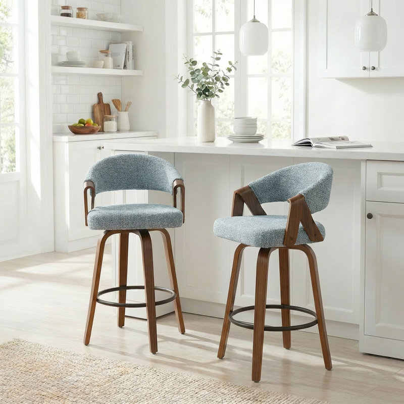Providence Upholstered Swivel Counter Stool, Blue
