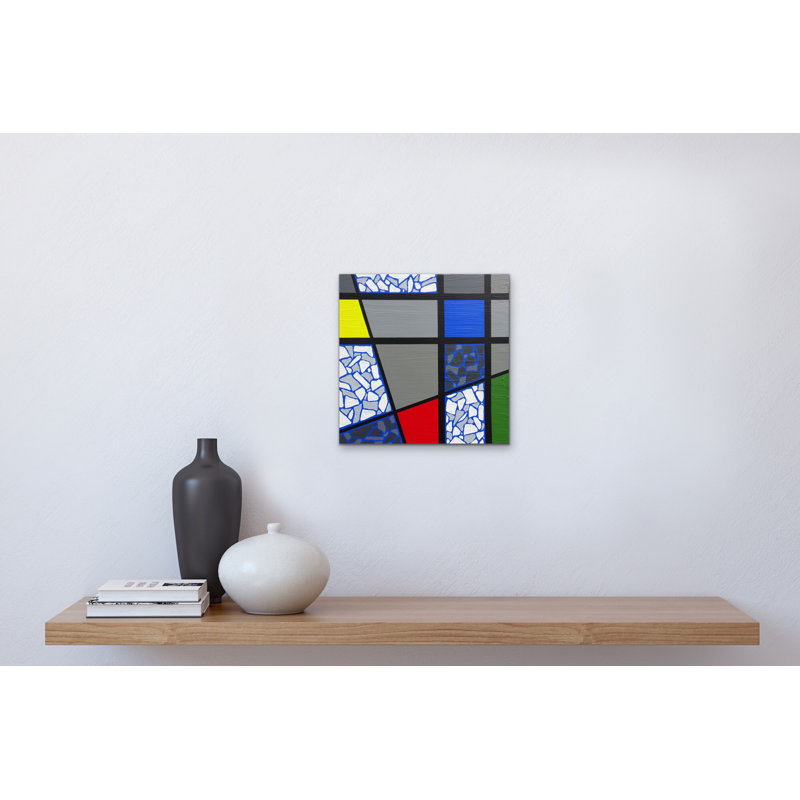 Mosaic Color Grid-Cobalt Blue On Black Painting by Eddie Bruckner
