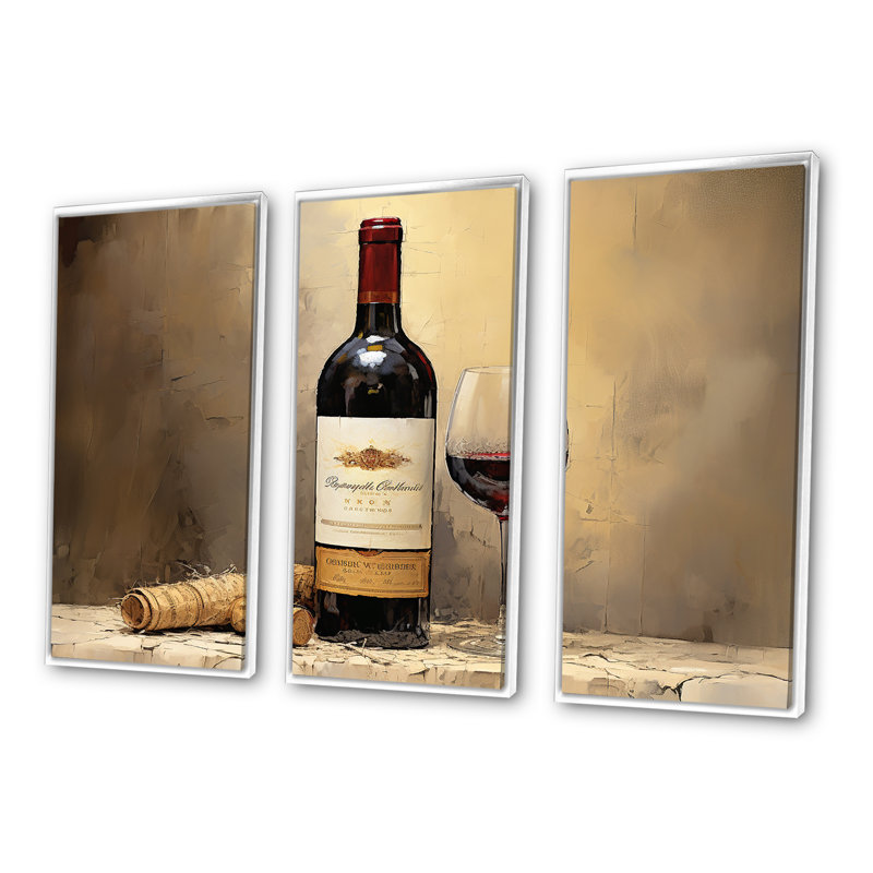 Bordeauxs Balance I - Wine, art mural sur toile, H 40 po x l 60 po, Cadre flottant blanc