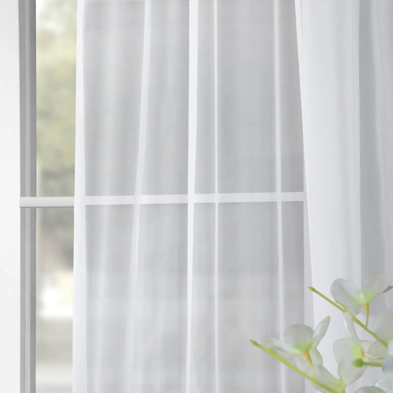 Adell Sheer Curtain Single Panel, 50" W x 108" L, White