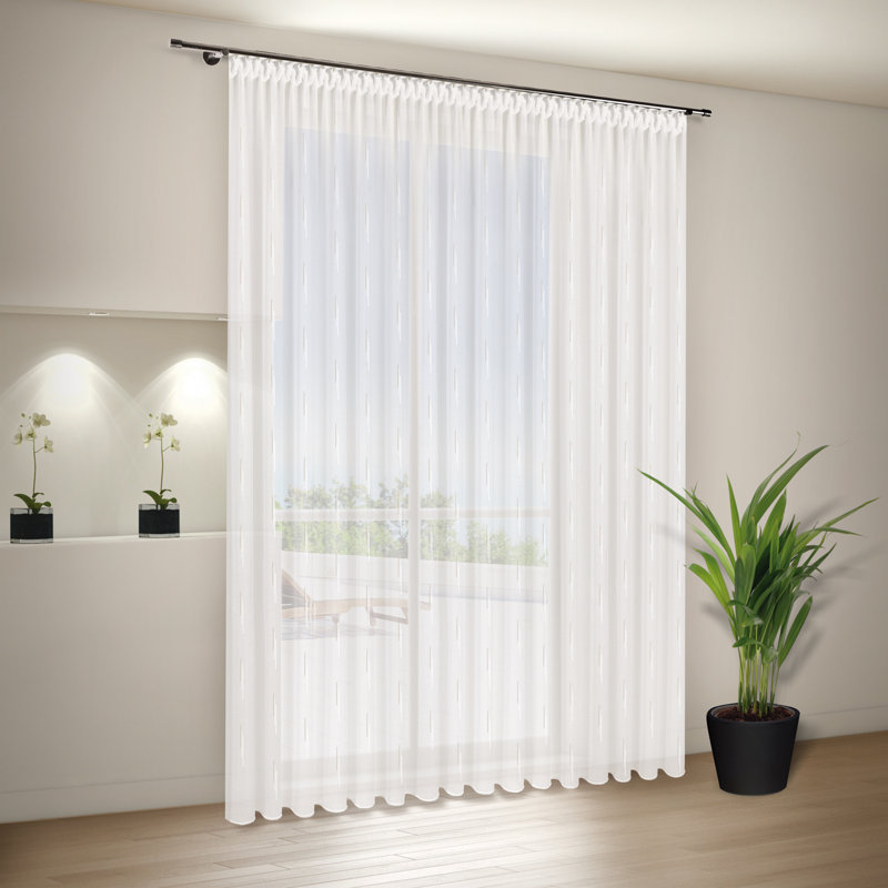 Tribeca Vera Pencil Pleat Sheer Single Curtain, 600 W x 150 D cm