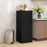 4 Cu.Ft Mini Fridge with Freezer, Double Door Compact Refrigerator with Adjustable Thermostat, Shelf and Reversible Door for Bedroom, Dorm, Home Office, Energy Efficient